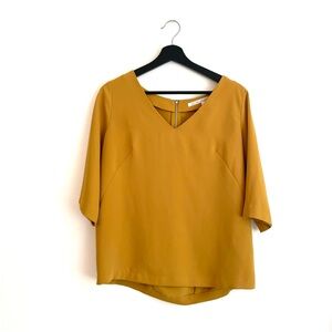 RACHEL Rachel Roy Mustard Yellow Boxy 3/4 Sleeve B-Neck Blouse